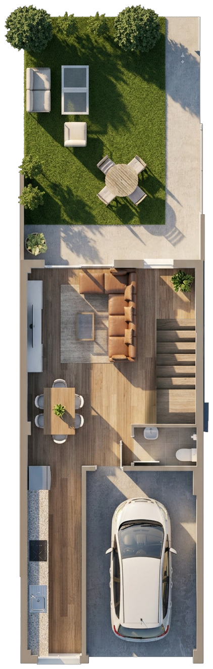Plano renderizado de la planta baja de Edificio La Portada