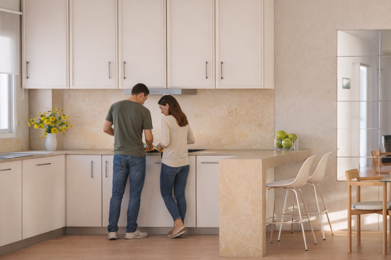 Cocina de una vivienda de Edificio Ilustración