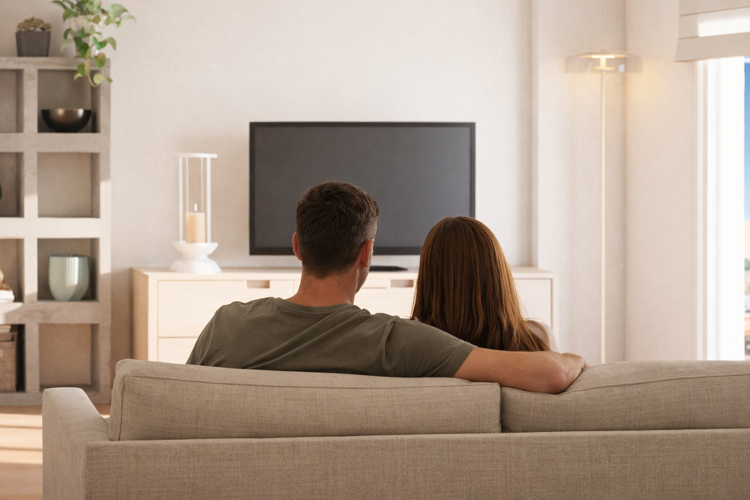 Zona de estar y televisión en una vivienda