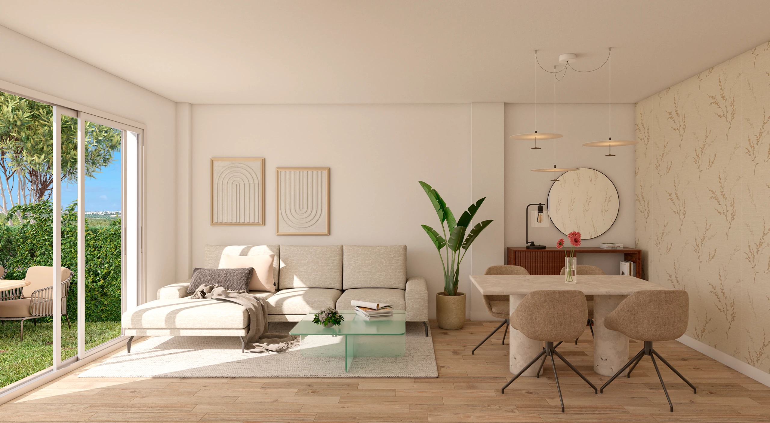 Interior de salón comedor de Residencial El Espartal