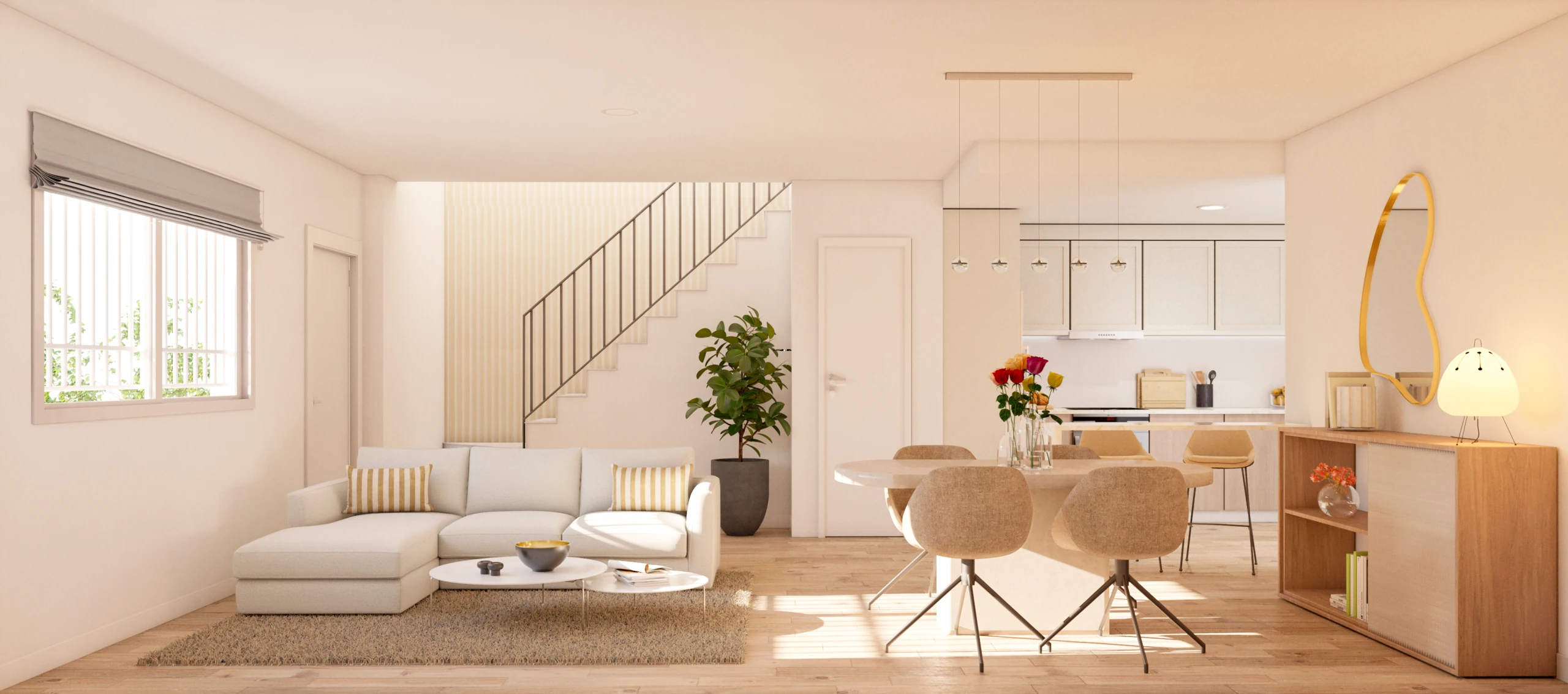 Salón interior luminoso de una vivienda del residencial