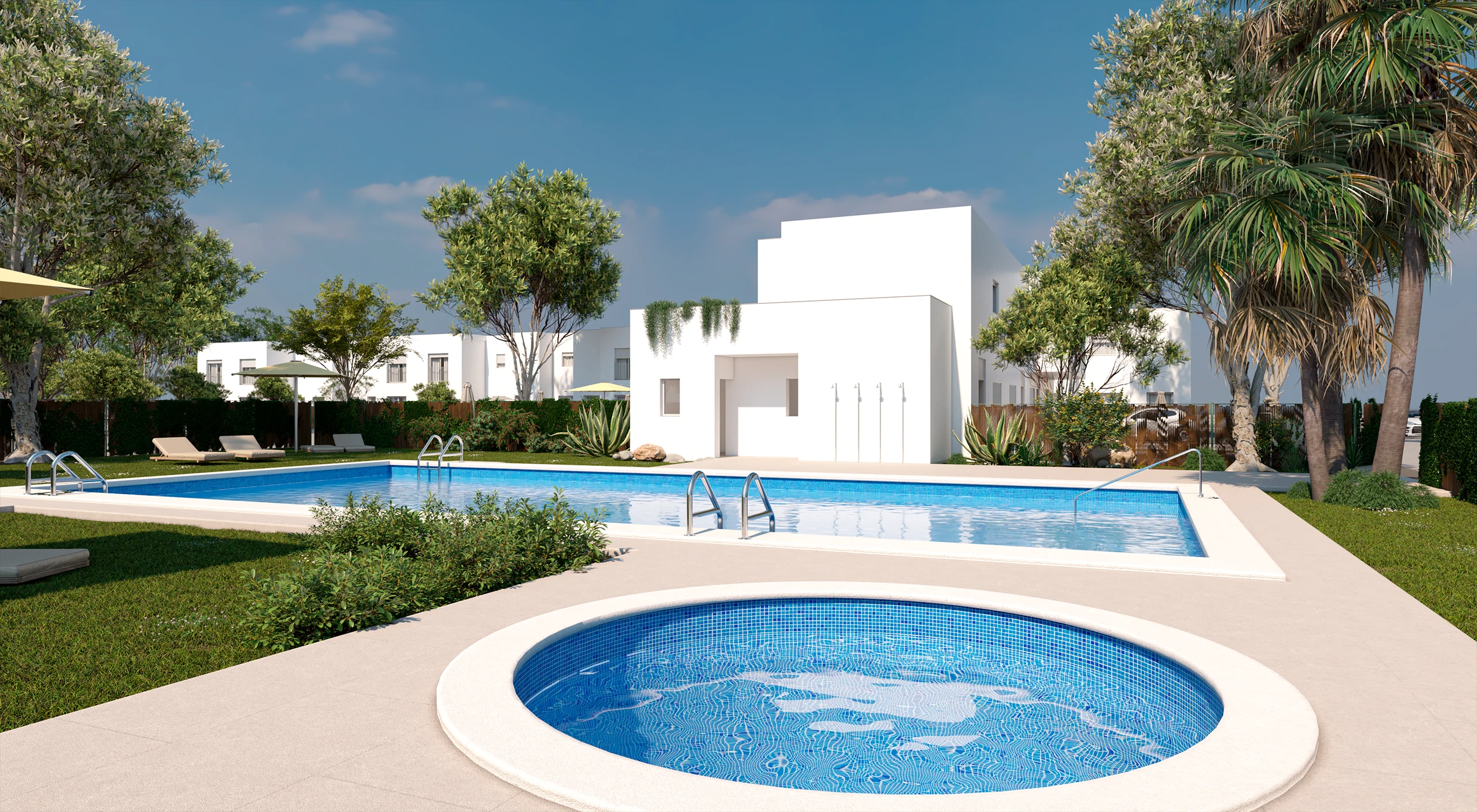 Infografía de la piscina comunitaria de Residencial El Espartal