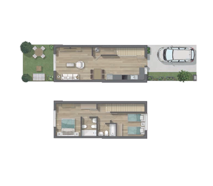 Plano orientativo de la tipología A de Residencial El Espartal